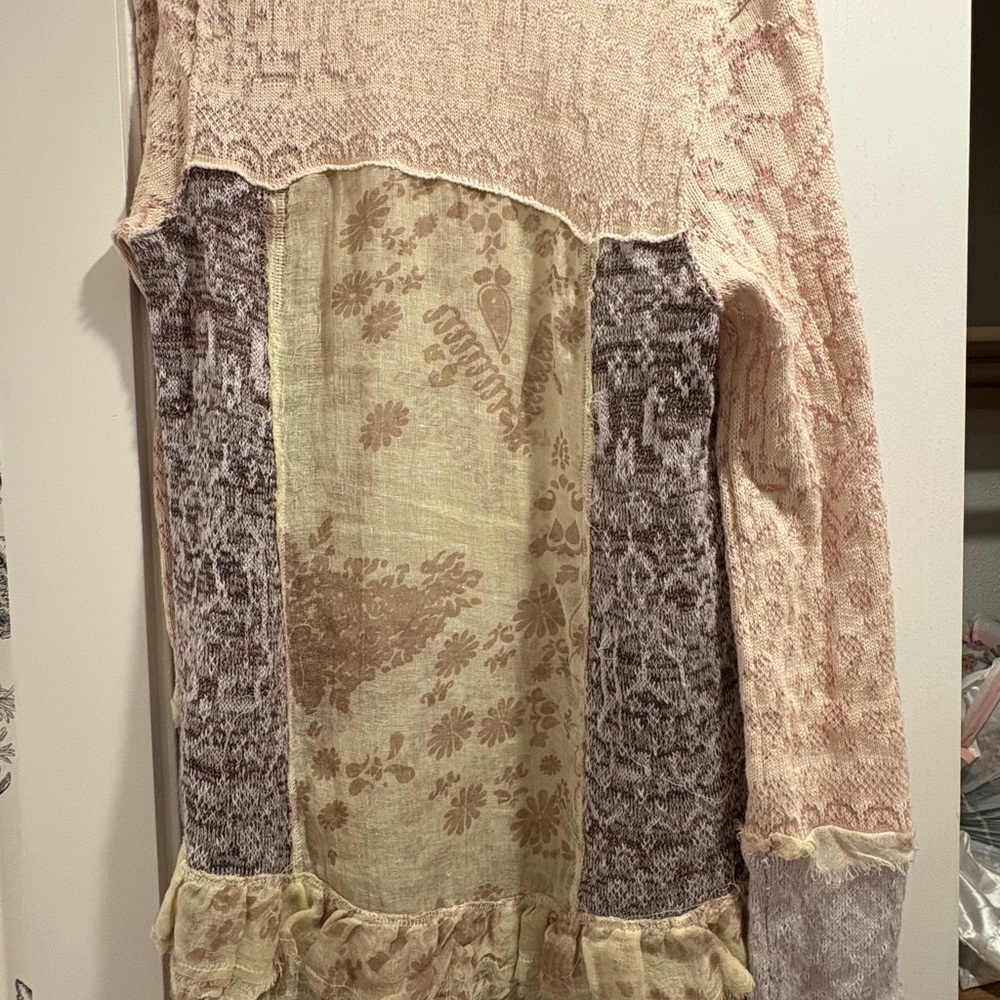 Free People Pink and Cream Cardigan - Picture 4 of 6